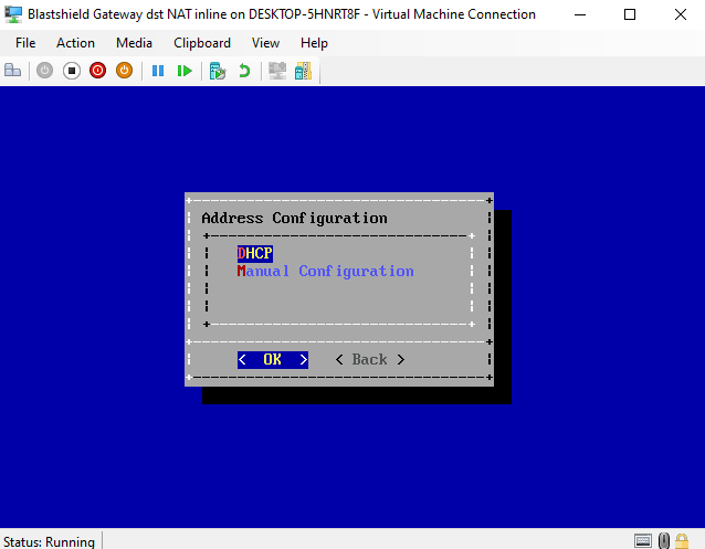 Select the Address Configuration mode to DHCP or Manual Configuration. If you are using manual configuration, set the IP Address, Default Gateway and DNS IP Addresses.