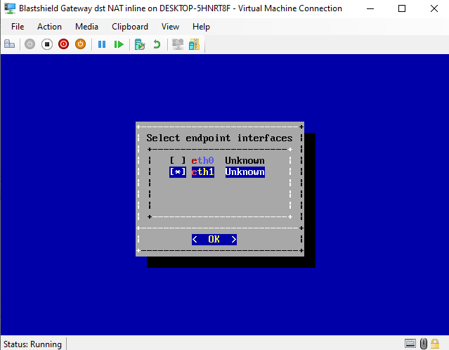 Select the endpoint interface(s) from the list using the space bar.
