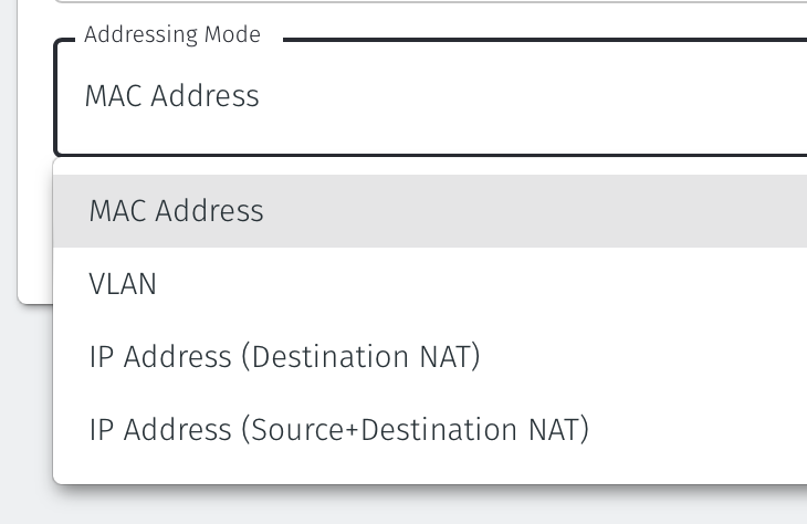 For Source and Destination NAT addressing mode, click on IP Address