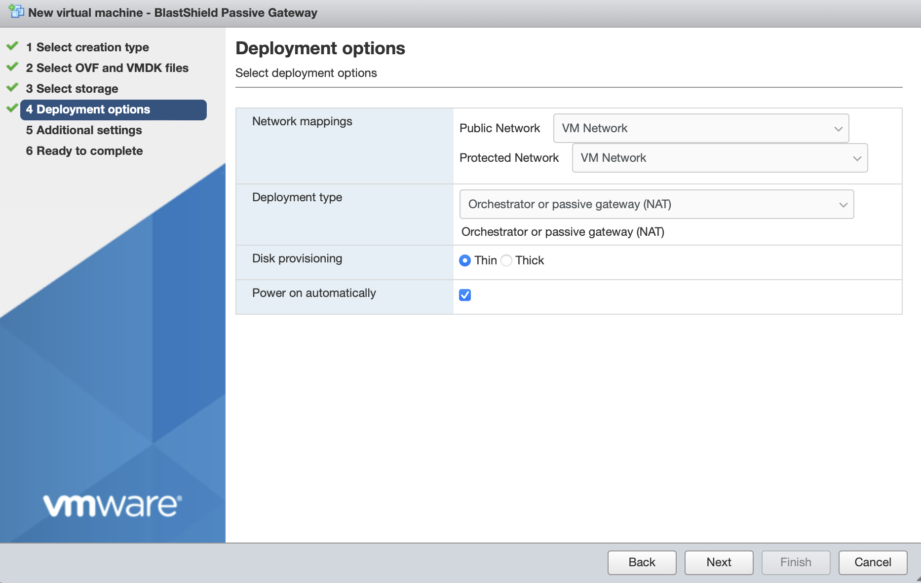 The Deployment type should be set to Orchestrator or passive gateway (NAT)