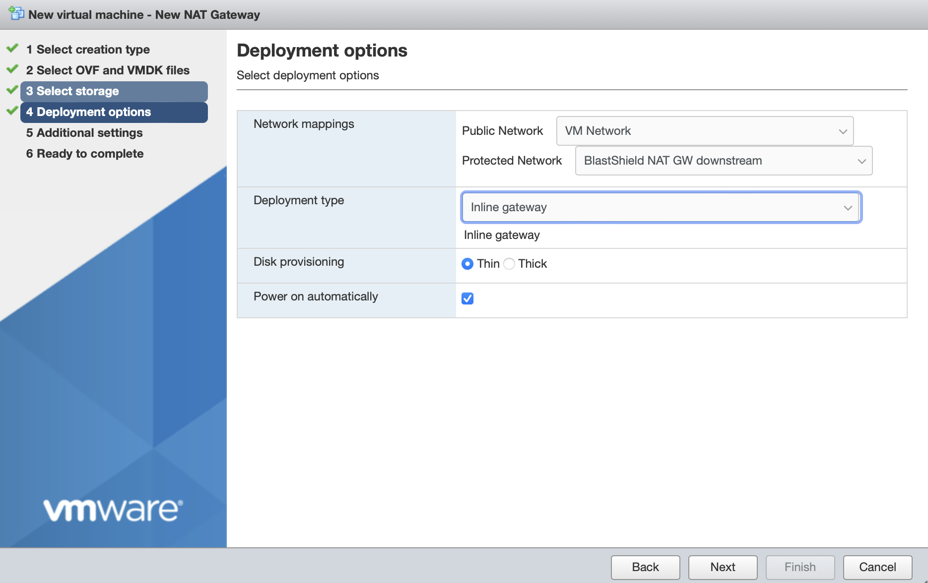 The Deployment type should be set to Inline Gateway.