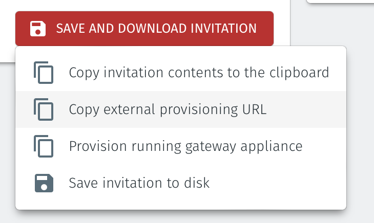 Copy external provisioning URL
