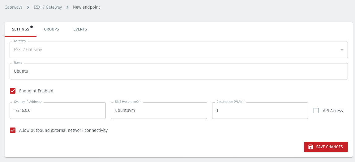 In the Orchestrator, configure an endpoint to match the ESXi guest VM with the same unique VLAN ID configured as the destination address.