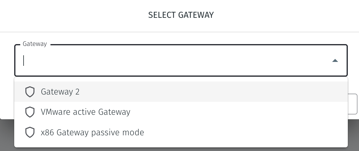 Choose the Gateway from the displayed list.