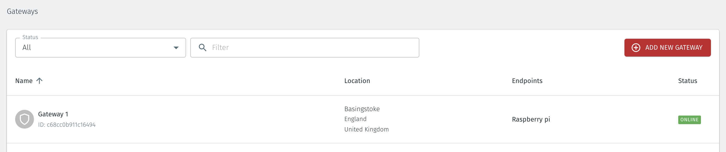 From the Gateway menu, you will now see only Gateway 1 from the top level view.