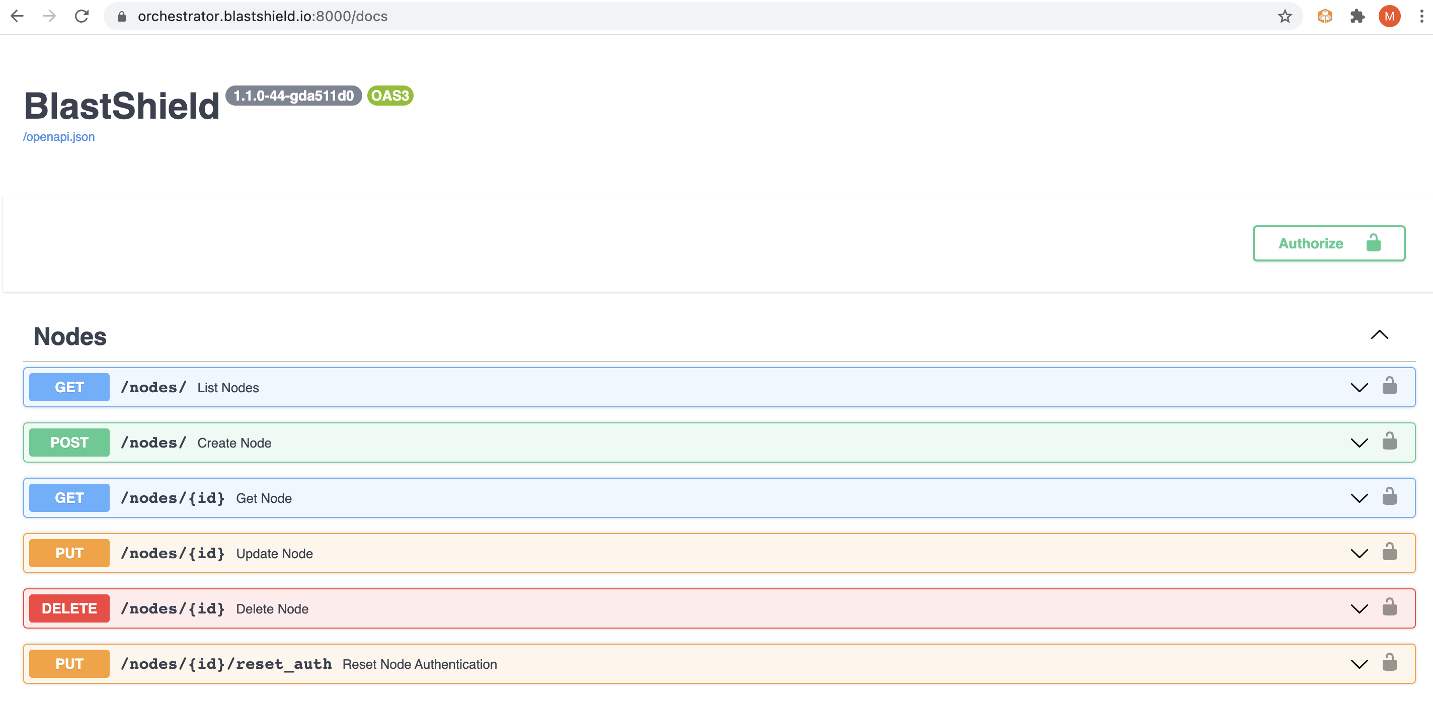 The interactive API documentation