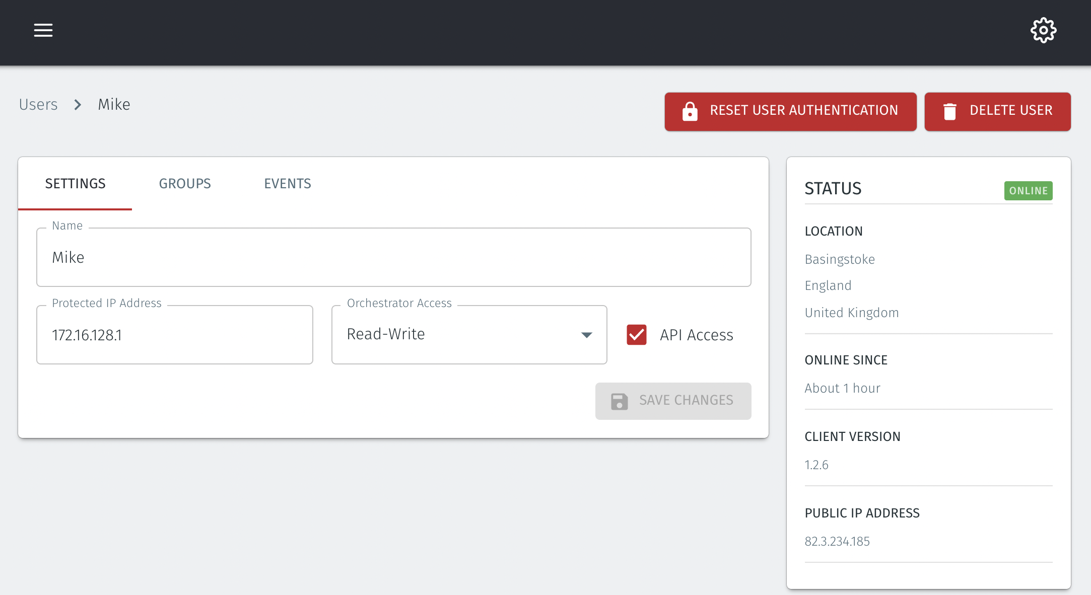 The version of the Client will be displayed in the status window on the right.