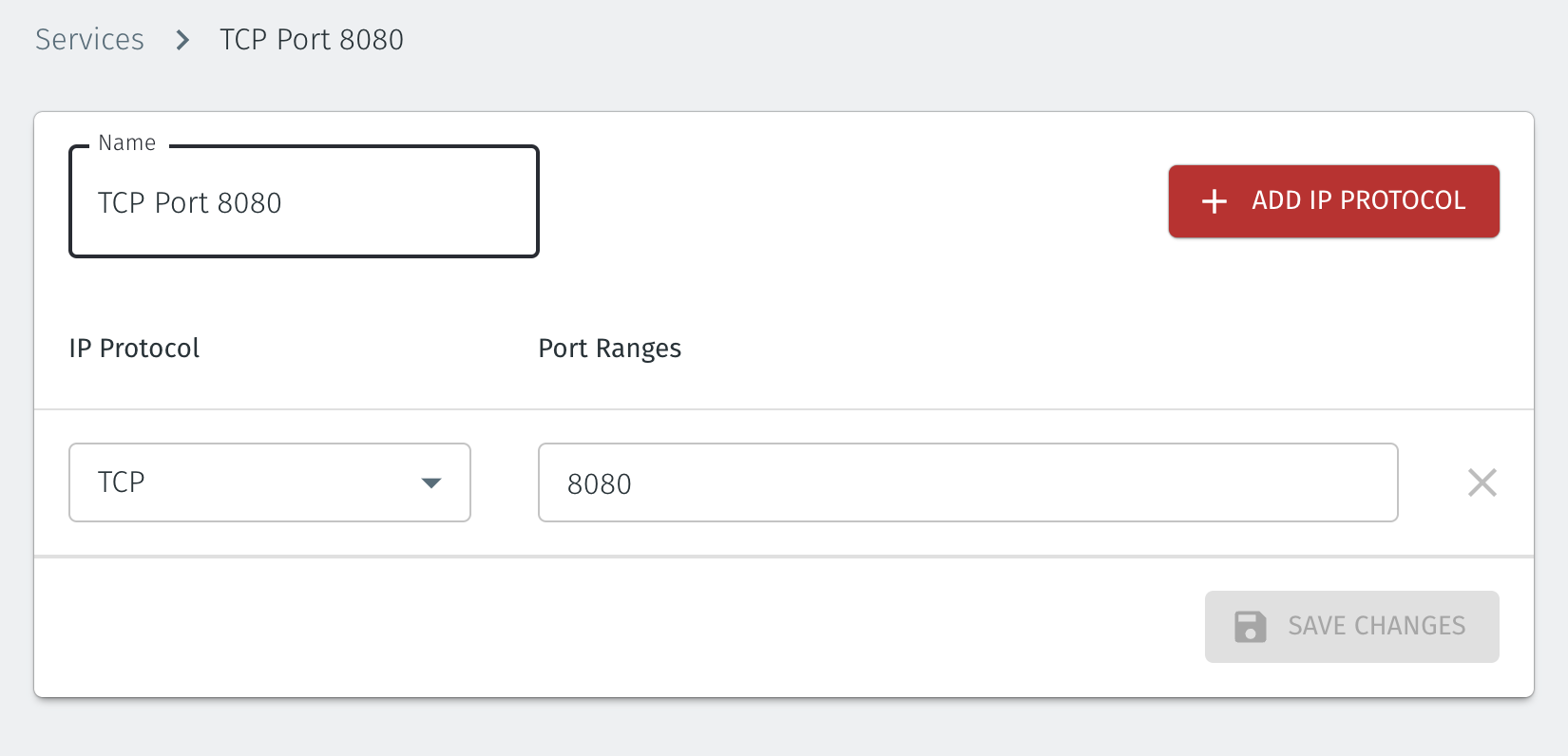 The port 8080 service is configured by configuring the protocol and port(s) in the Orchestrator.