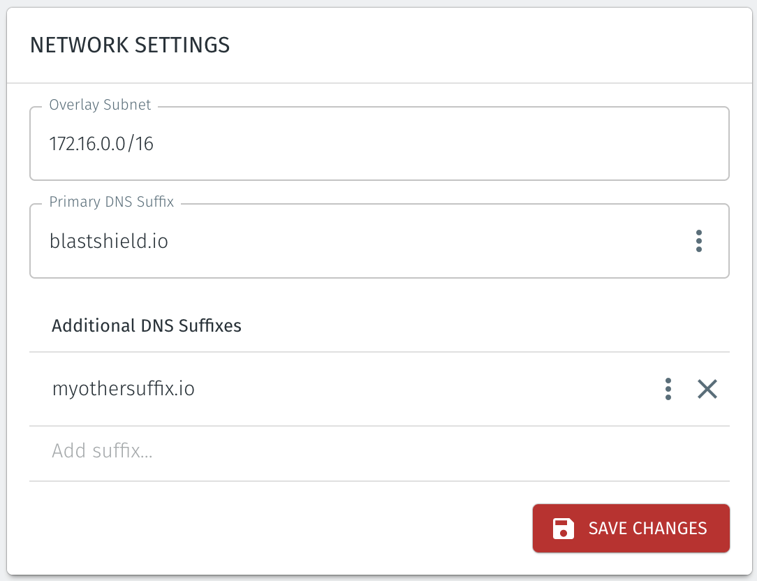 Click Save changes to save the DNS suffix settings .
