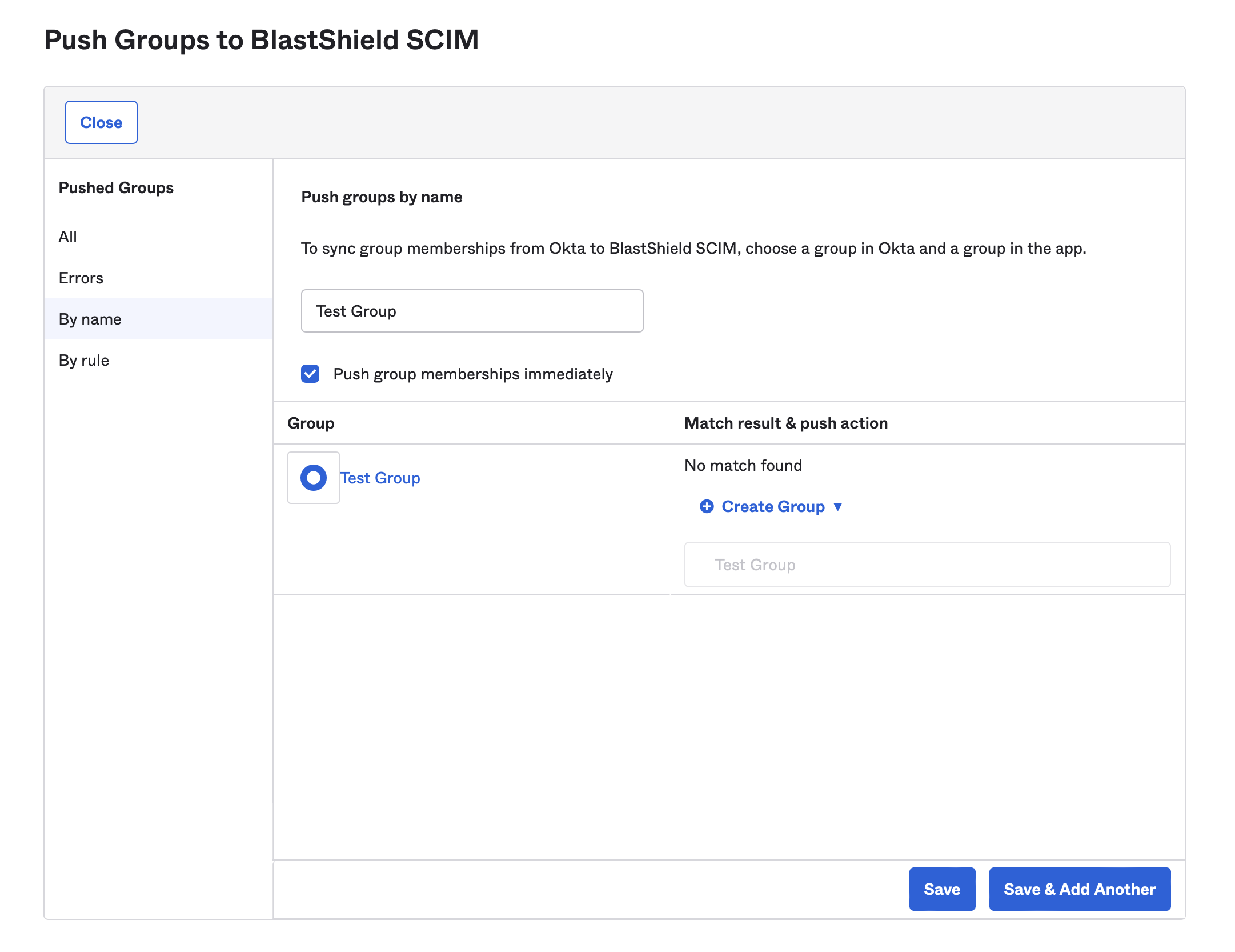 Optionally click on the Push Groups tab and push the groups that you want to import into BlastShield.
