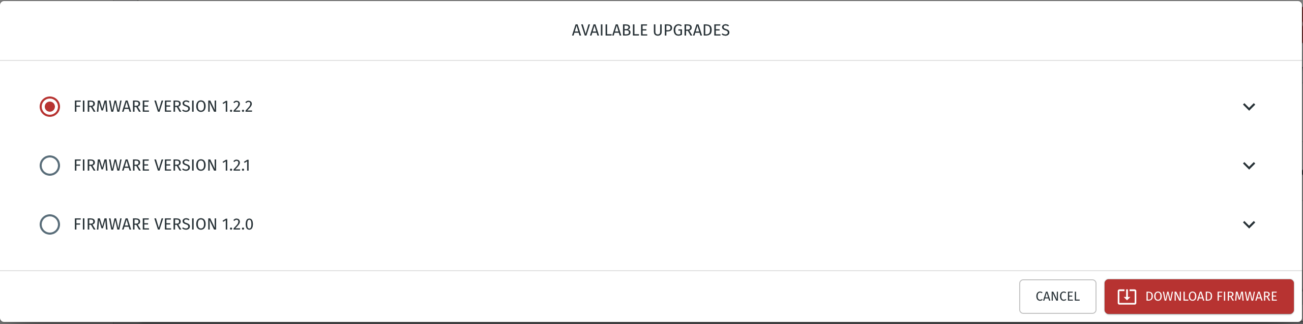 If there are available upgrade options, then they will be displayed as shown.