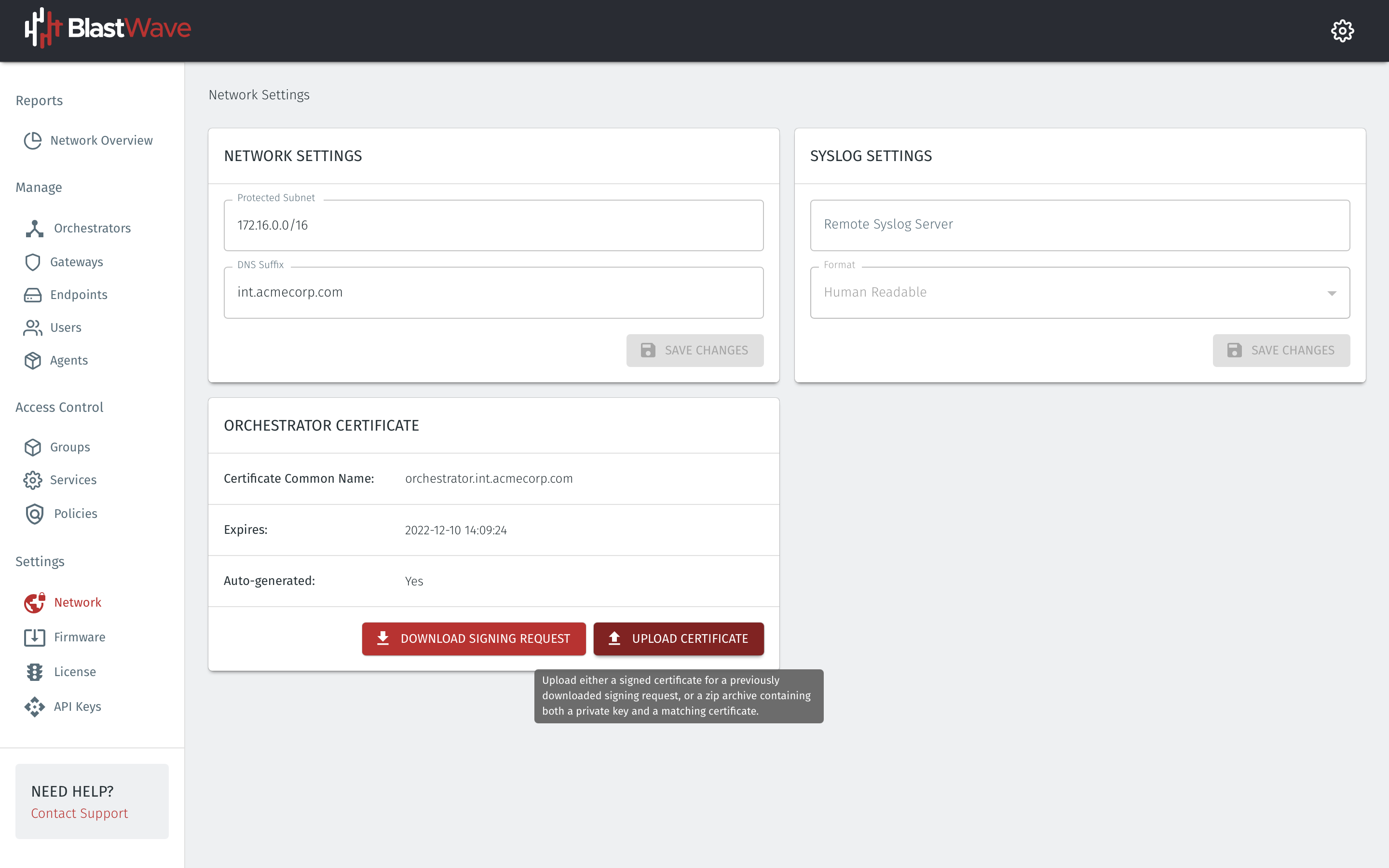 Upload a certificate to the orchestrator