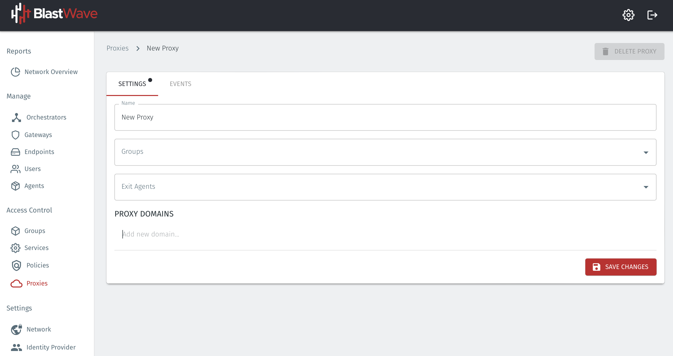 The Proxy settings window will appear.