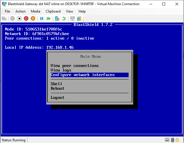 Choose Configure network interfaces.