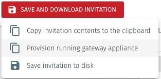 Click on the option Provision running gateway appliance to start the Gateway provisioning process.