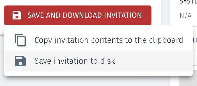 Select the option Save Invitation to disk to download the .BSI invitation file to your local workstation.