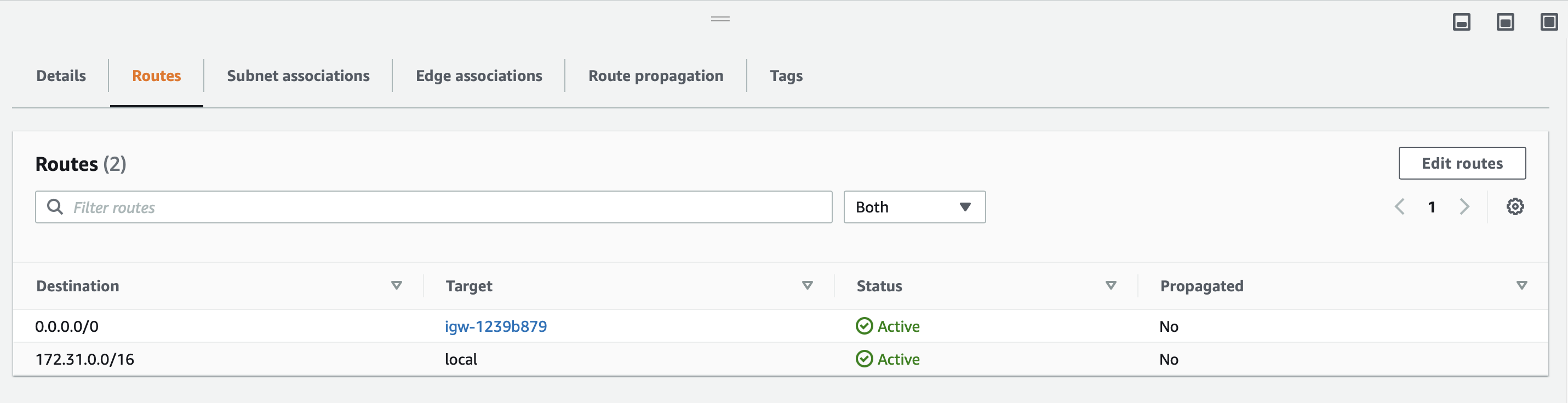 Select the route table for the protected AWS endpoints which use the BlastShield Gateway.