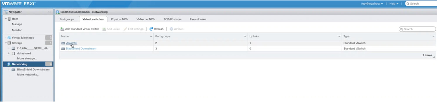 The completed vSwitich configuration for the Gateway is shown below.