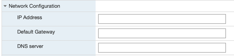 The network configuration sets the Gateway's local IP address, default gateway and DNS. For an inline Gateway, this refers to the upstream interface.