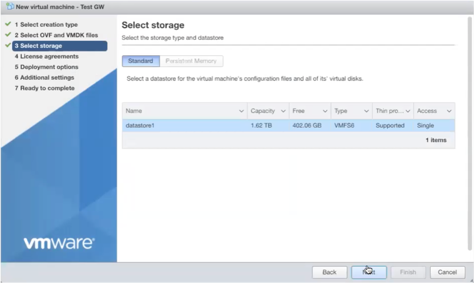 Leave the default datastore option.