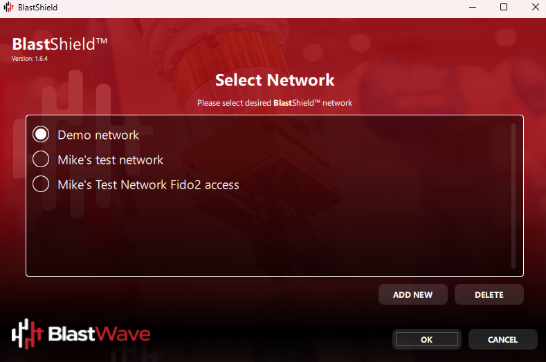 Select Add new - this is when you will register this key to the network.