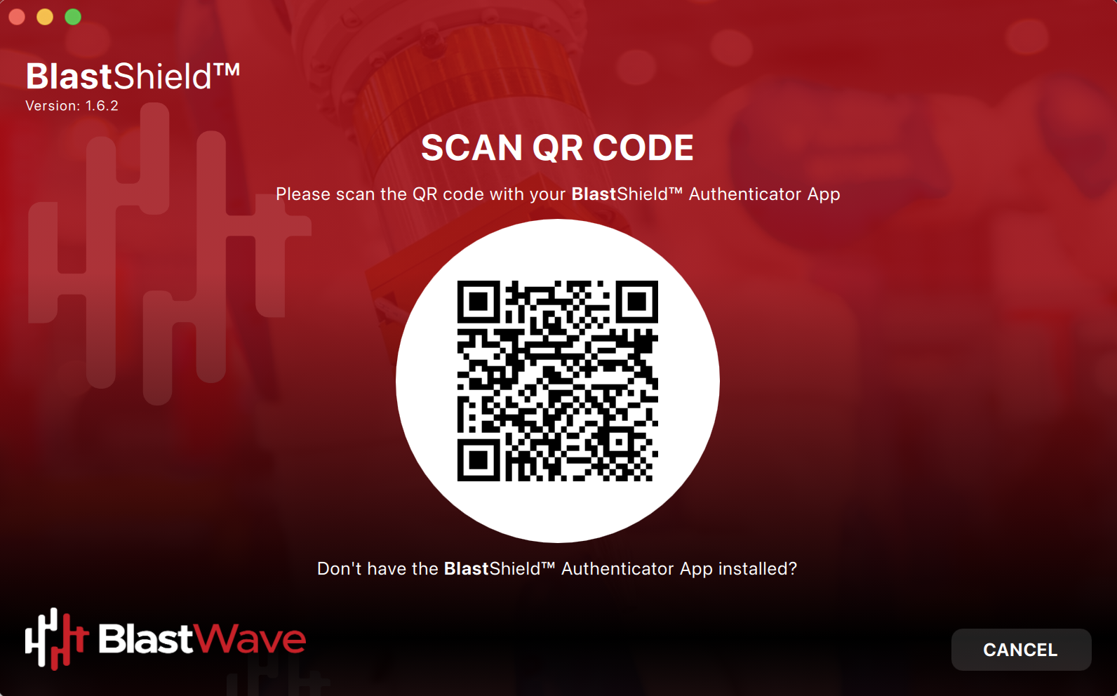 Scan the displayed QR code with the BlastShield Mobile Authenticator App on your mobile device.