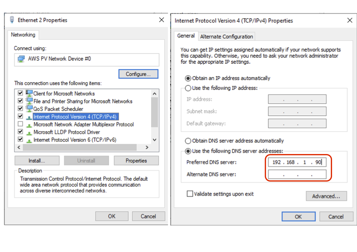 In a Windows desktop OS, you can change the DNS settings.