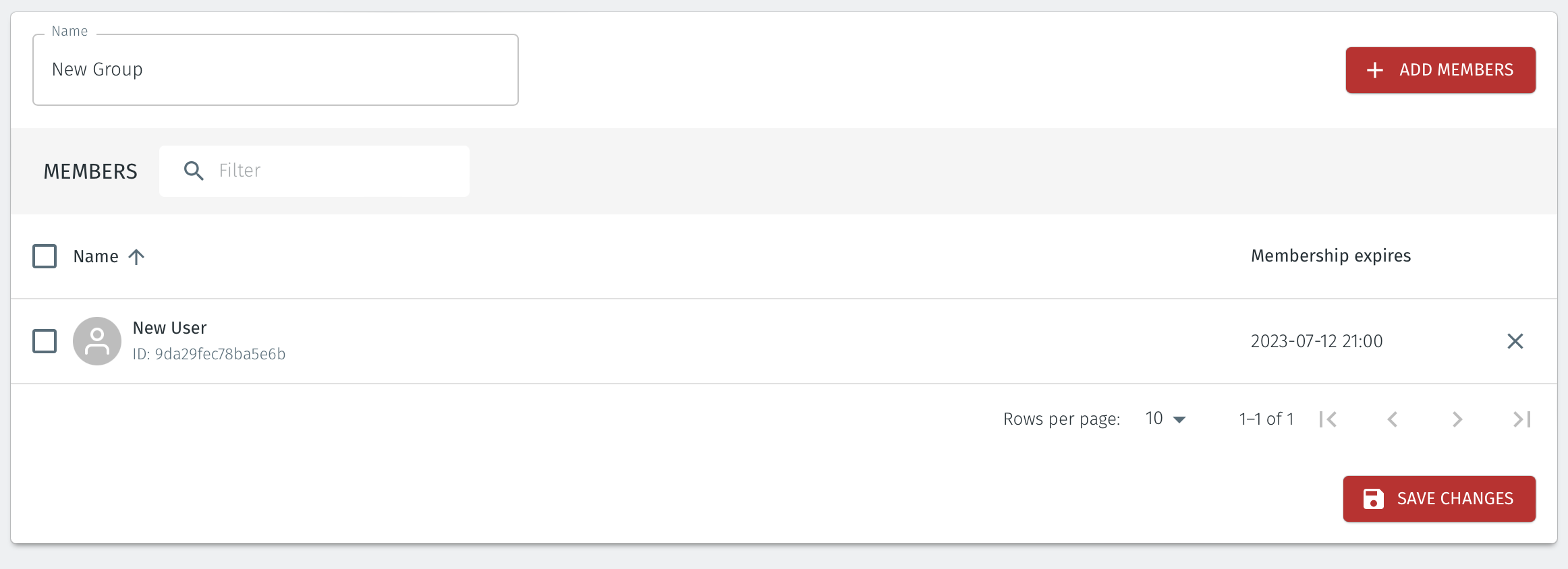 The Group view will update to show the configured expiry for the member.