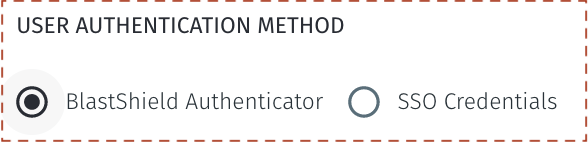 To use the BlastShield Mobile Authenticator as the authentication method, select the option for BlastShield Authenticator.