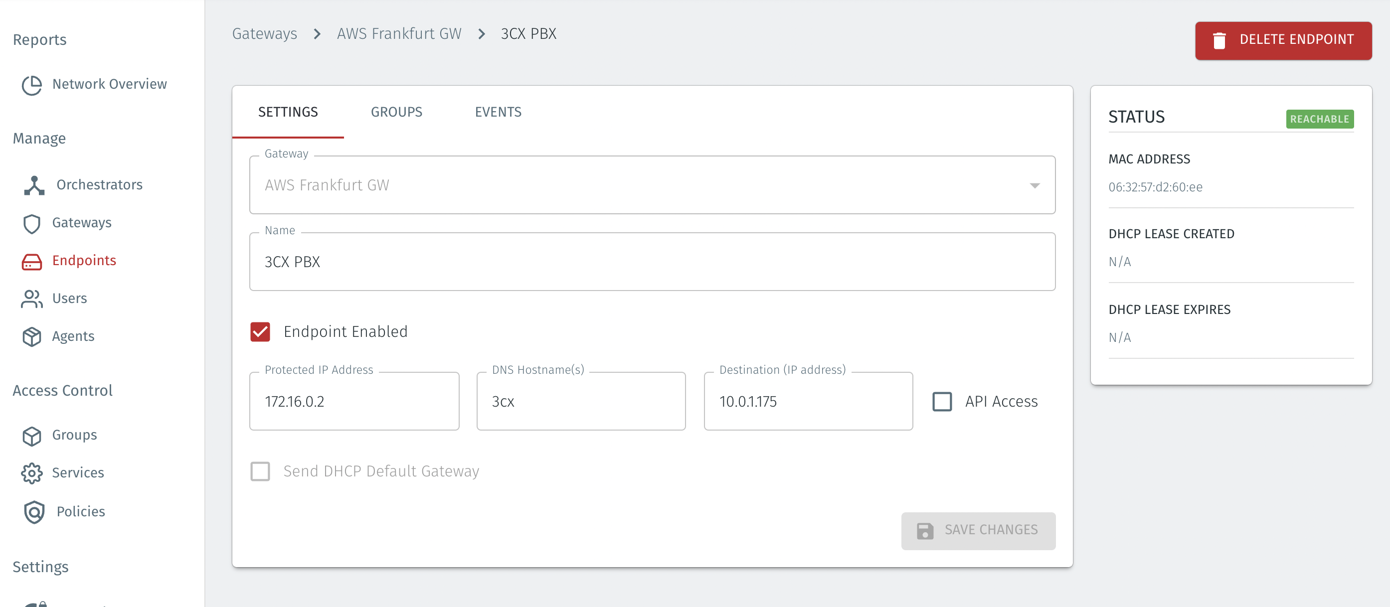 Create an Endpoint in an AWS Gateway